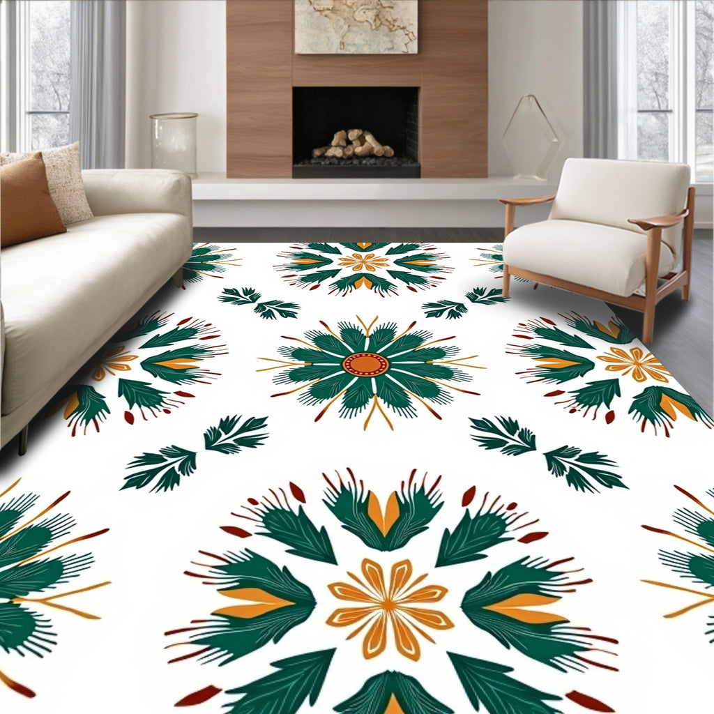 Abstract Floral Sunburst Pattern Rug