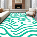 Teal Wave Pattern Abstract Rug