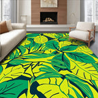 Vibrant Green Leaf Pattern Design Rug