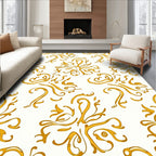 Golden Swirl Floral Baroque Pattern Rug