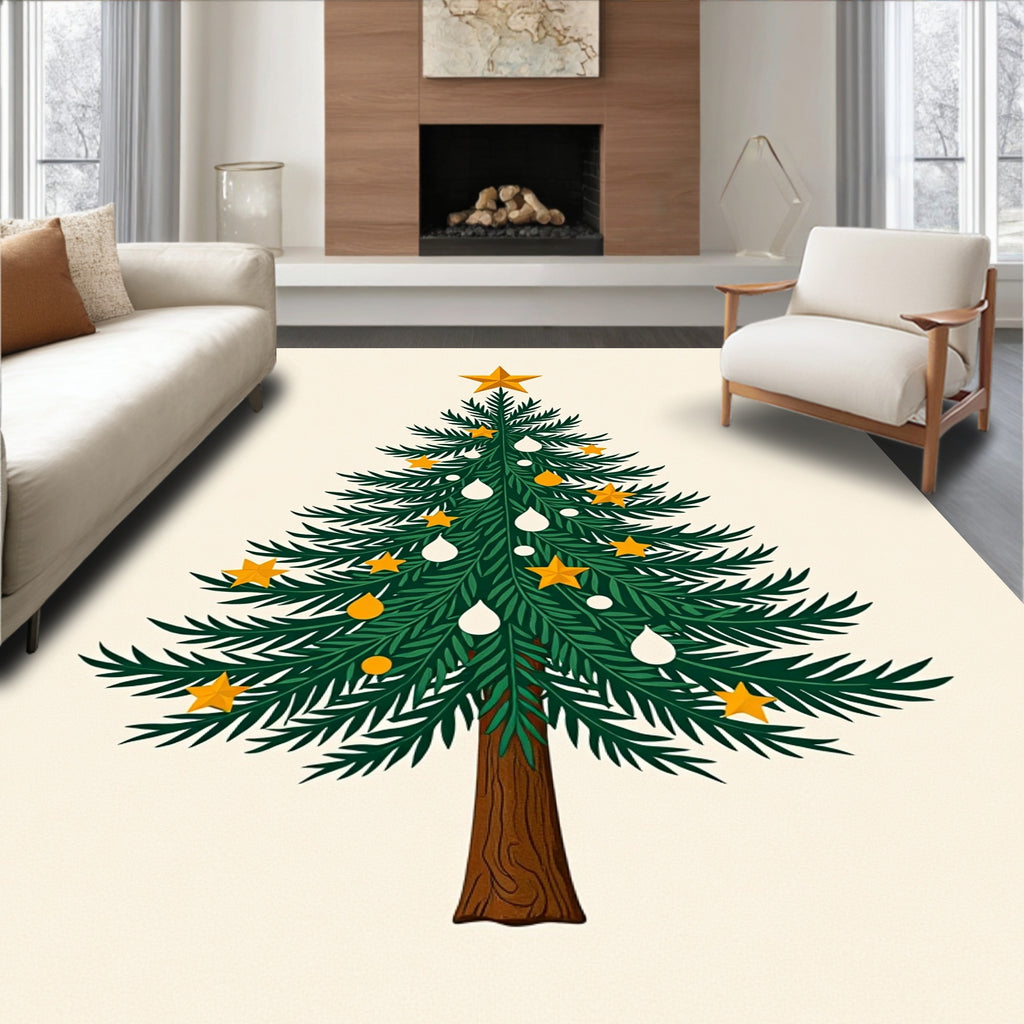 Green Pine Tree With Gold Stars Rug