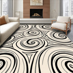 Swirling Monochrome Abstract Pattern Rug