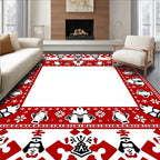 Red Cultural Border With Abstract Elements Rug