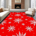 Classic White Snowflake Festive Pattern Rug