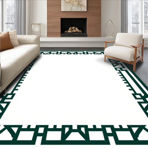 Art Deco Style Geometric Border Rug