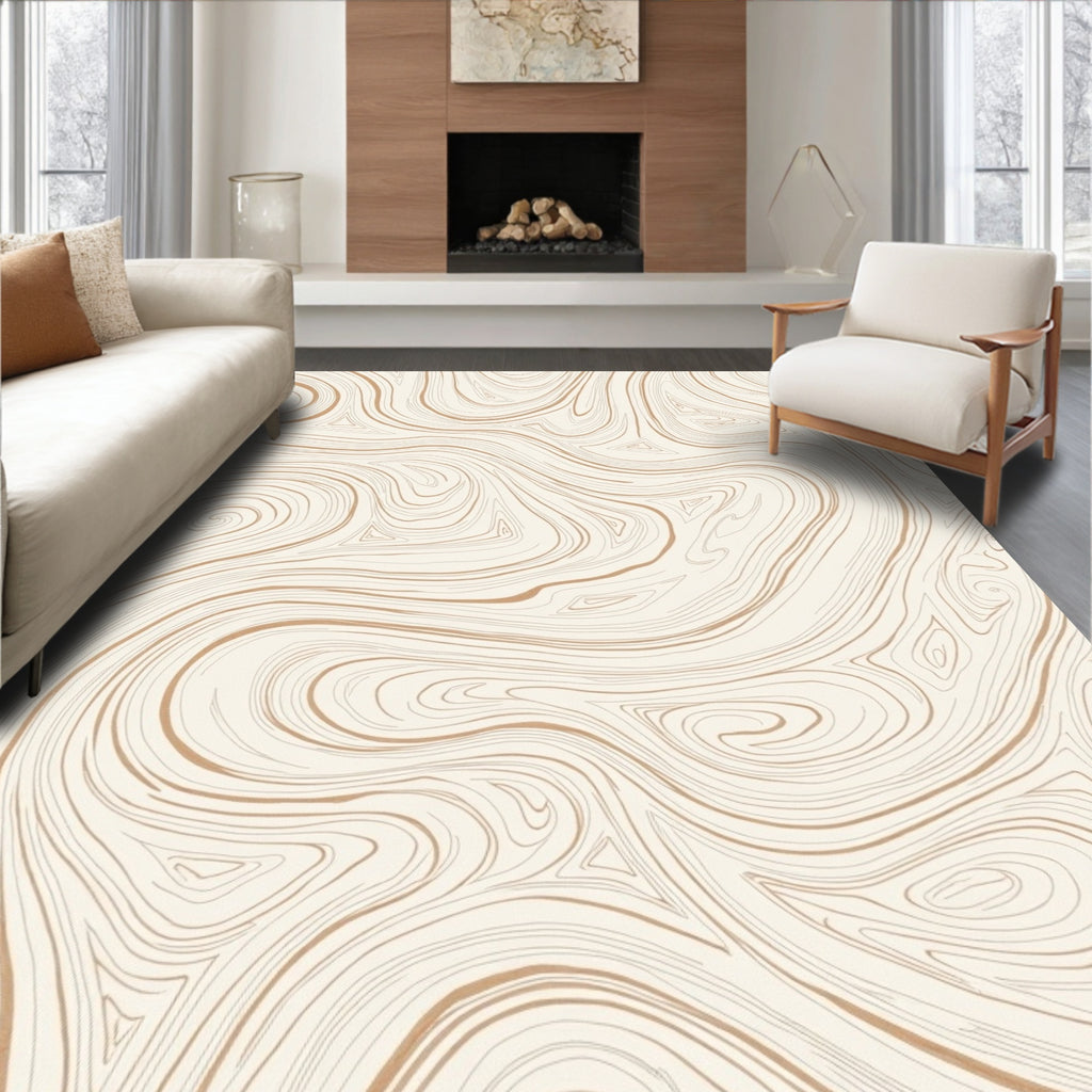 Wood Grain Swirls Pattern Design Rug