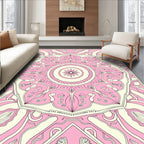 Pink Cream Mandala Pattern Design Rug