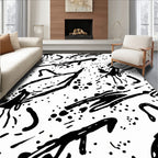 Abstract Black Splatter Pattern Rug