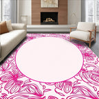 Vibrant Pink Floral Outline Rug