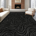 Abstract Swirling Line Art Pattern Rug