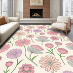 Delicate Floral Meadow Pattern Design Rug