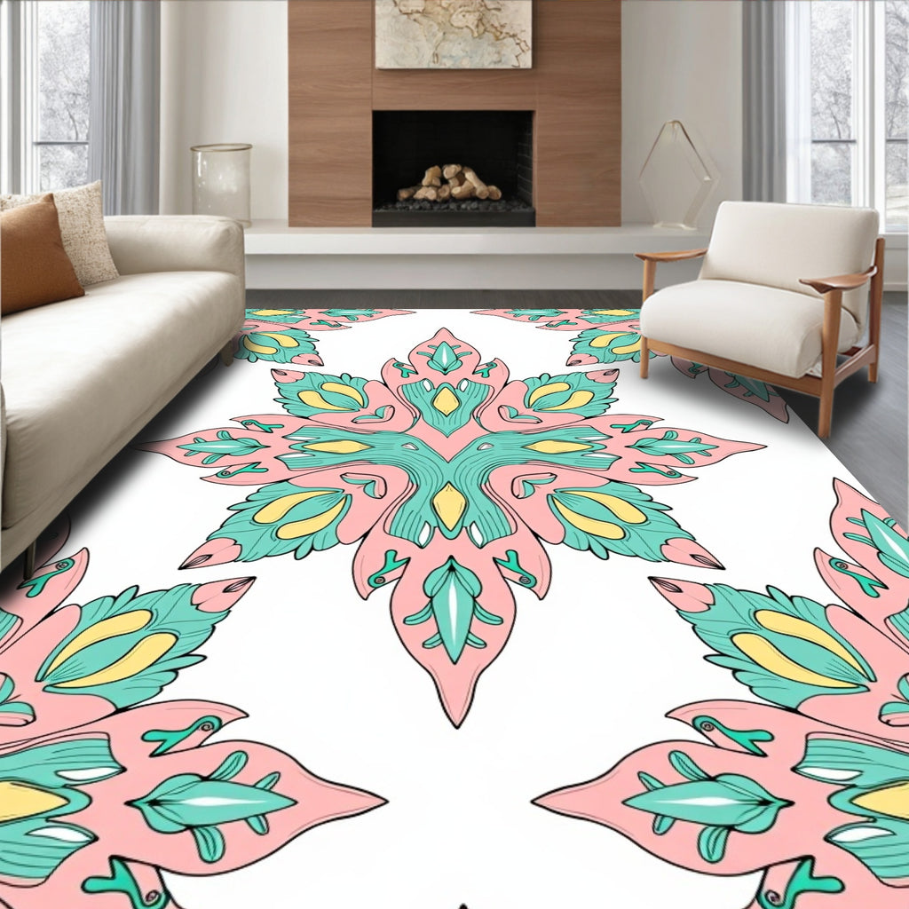 Pastel Floral Medallion Design Rug