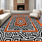 Tribal Orange Geometric Maze Rug