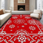 Red Snowflakes Filigree Design Rug