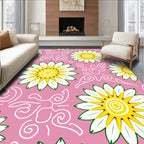 Floral Whimsical Pink Pattern Rug