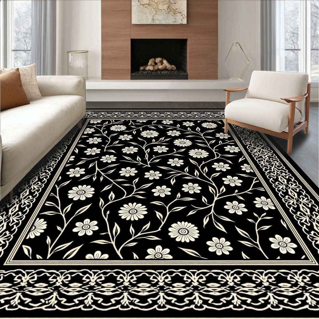 Floral Vine Border Design Rug