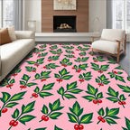 Whimsical Holly Berry Leafy Arrangement Rug