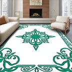 Emerald Medallion Floral Border Design Rug