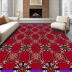 Red Floral Medallion Patterned Rug
