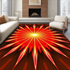 Radiant Red Yellow Sunburst Design Rug