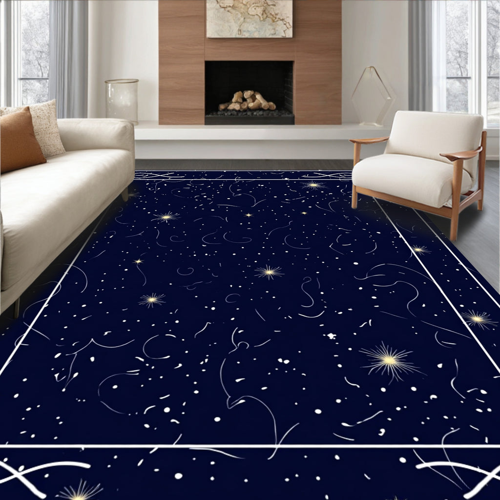 Midnight Celestial Starburst Pattern Rug