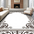 Ornate Scrollwork Black Vintage Frame Rug