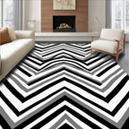 Monochrome Zigzag Wave Pattern Rug