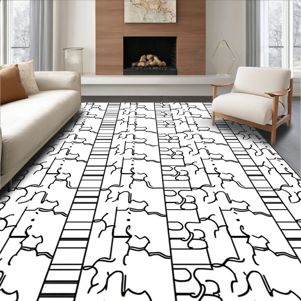 Abstract Organic Contour Stripes Rug