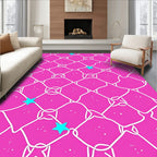 Pink Mesh With Aqua Stars Design Rug