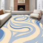 Abstract Swirls Blue Cream Graphic Rug