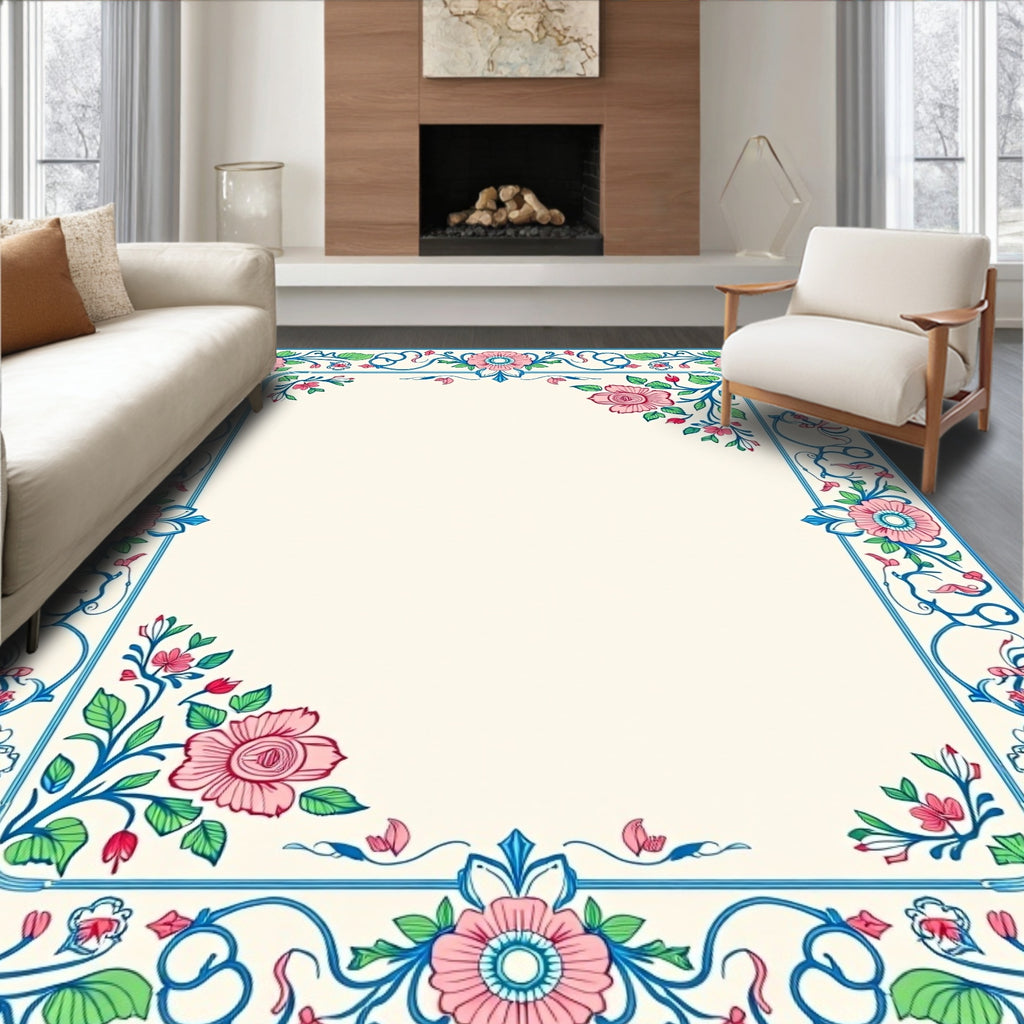 Vintage Floral Foliage Scroll Rug