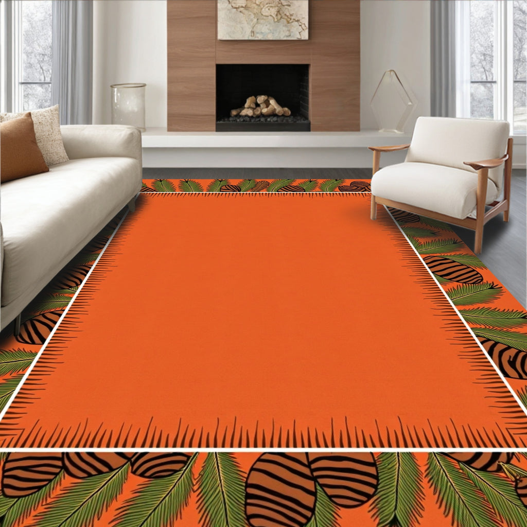Pinecone Pine Needle Border Design Rug