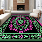 Vibrant Neon Swirl Mandala Rug