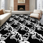 Abstract Black White Op Art Pattern Rug