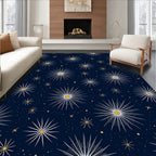 Celestial Burst Pattern on Dark Navy Rug