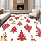 Crimson Gold Christmas Tree Ornaments Rug