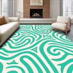 Turquoise Swirl Abstract Pattern Rug