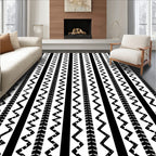 Bold Vertical Stripe Zigzag Pattern Rug