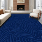 Deep Blue Contour Line Art Rug