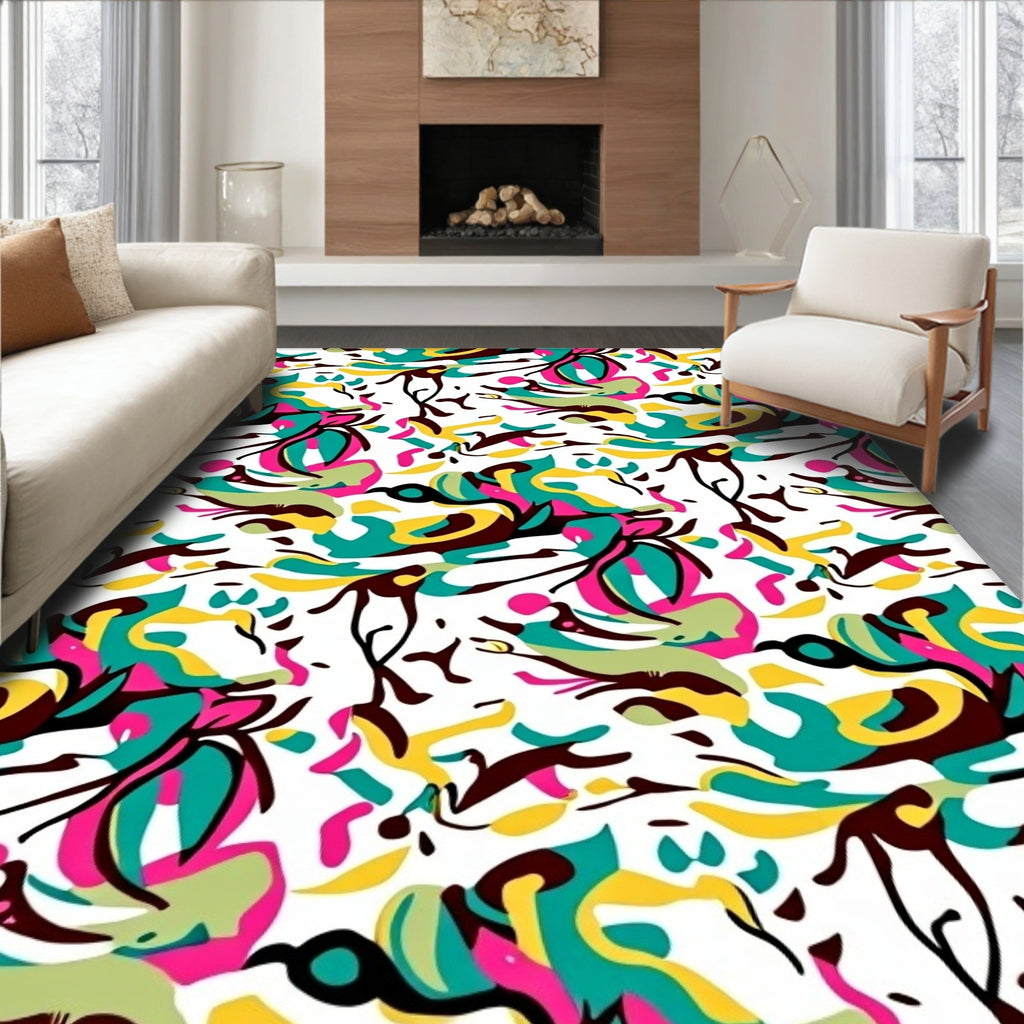 Abstract Floral Spray Pattern Rug