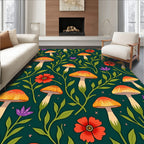 Whimsical Mushroom Floral Garden Pattern Rug