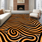 Bold Orange Wave Pattern Design Rug