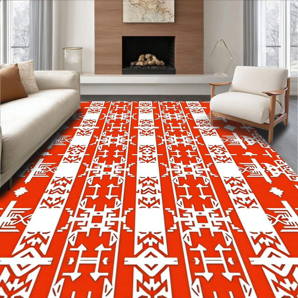 Bold Geometric Tribal Stripes Rug
