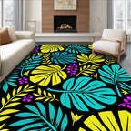 Vibrant Tropical Leaf Berry Collage Rug