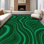 Abstract Green Swirl Pattern Rug