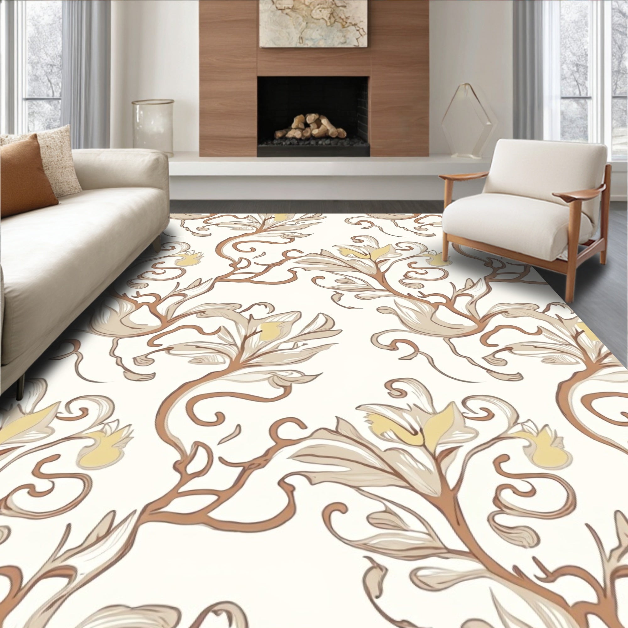 Art Nouveau Floral Vine Pattern Rug