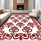 Rich Red Damask Ornamental Pattern Rug