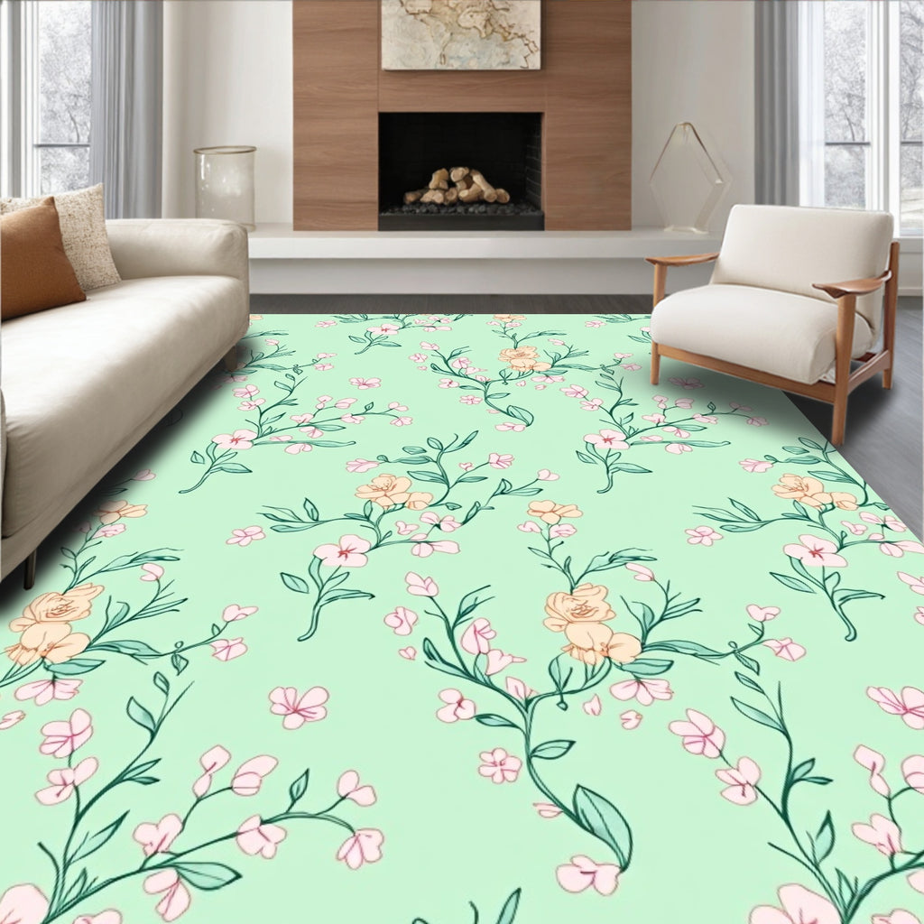 Delicate Floral Vine Pattern Rug