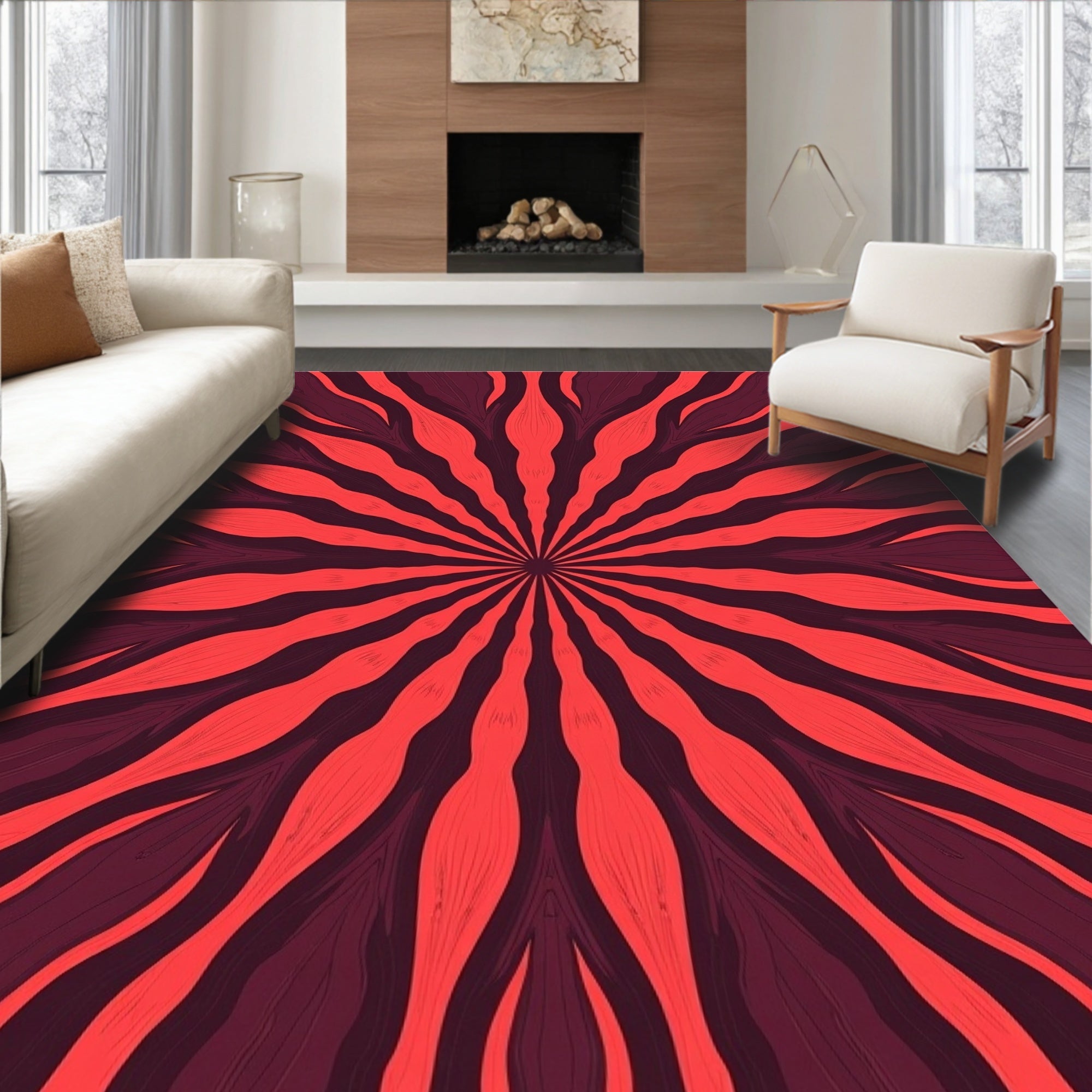 Radiant Radial Petal Pattern Rug