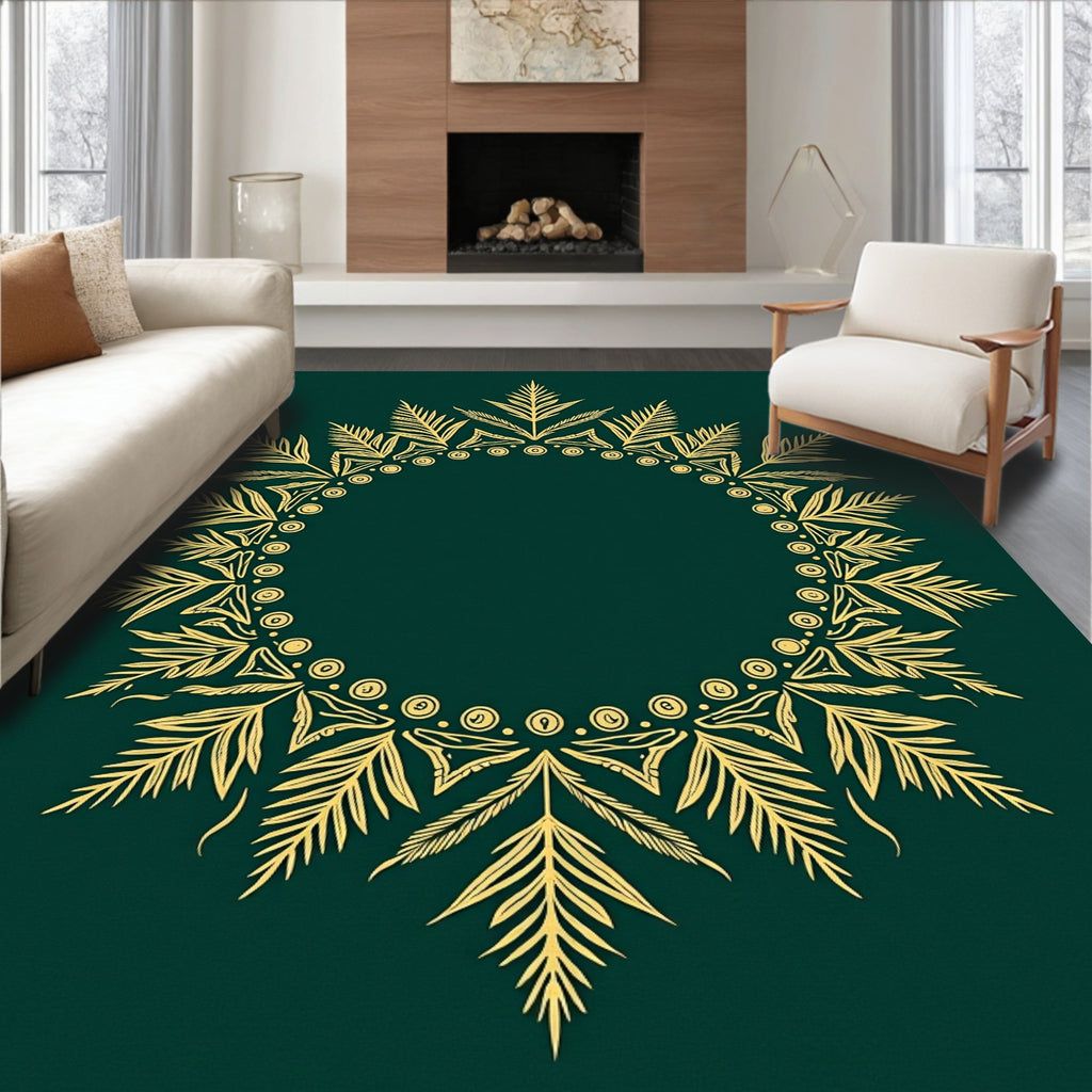 Gold Leaf Mandala Style Rug